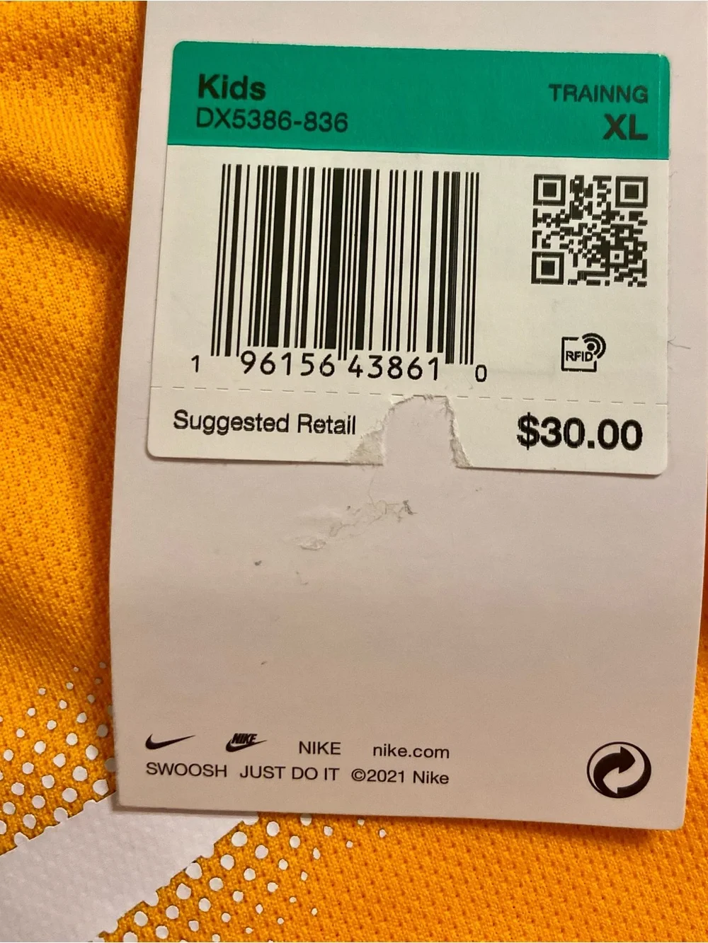 Nike Kids (Boys XL) Orange Dri-FIT Performance T-Shirt